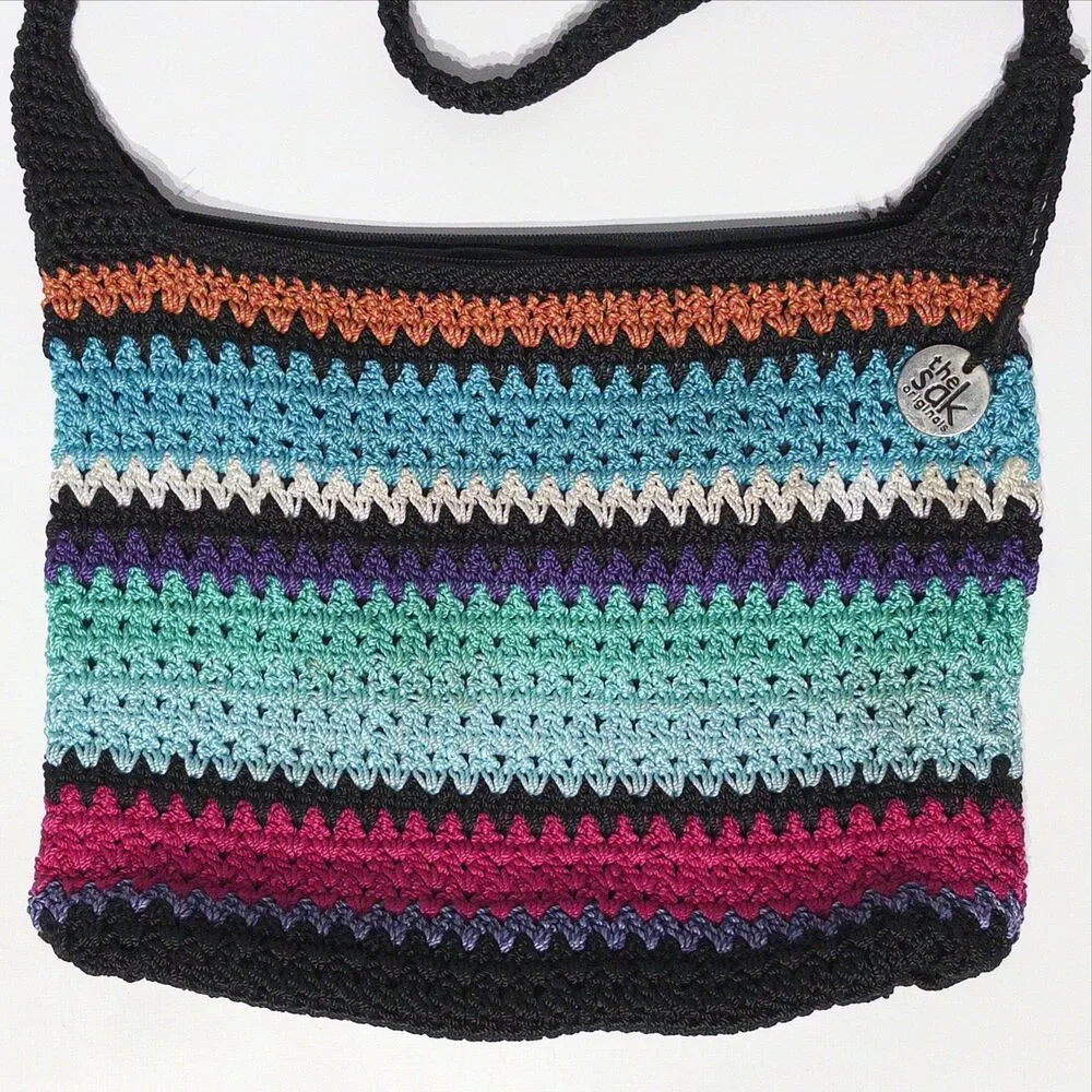 The Sak Colorful Striped Crochet 90s Y2K Style Crossbody Bag 13